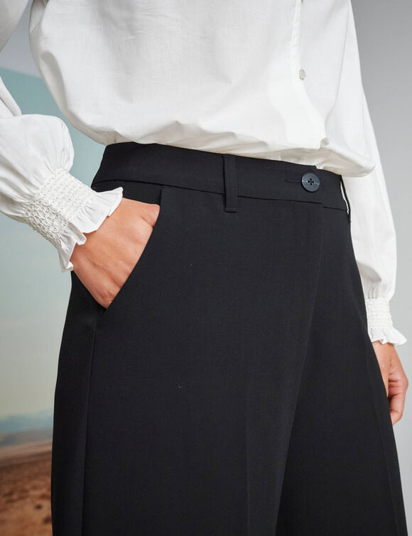 Pantalon taille haute, effet jupe-culotte (noir)