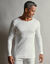 T-shirt sous-vêtement homme col rond manches longues chaleur douce - lot de 2 (blanc)