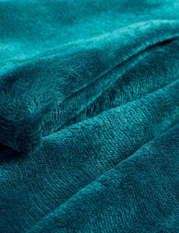 Plaid polaire, toucher peluche (bleu canard)