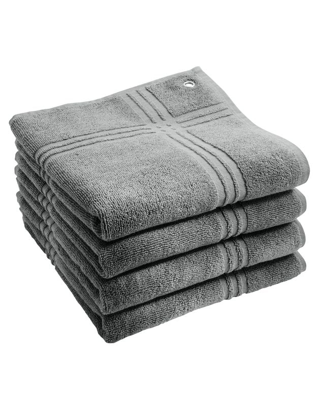 Vierkante absorberende handdoek in badstof - set van 4 (grijs)