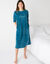 Lang nachthemd met geborduurde sterren, fleecetricot (eendenblauw)