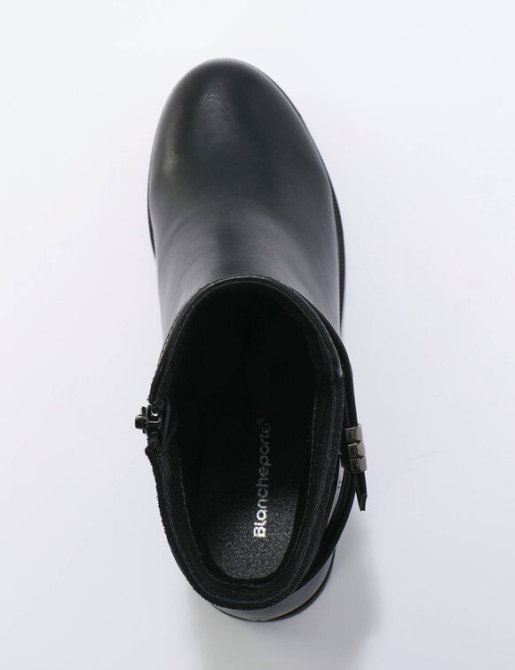 Boots met rits, riempjes en fantasiegespen (zwart)