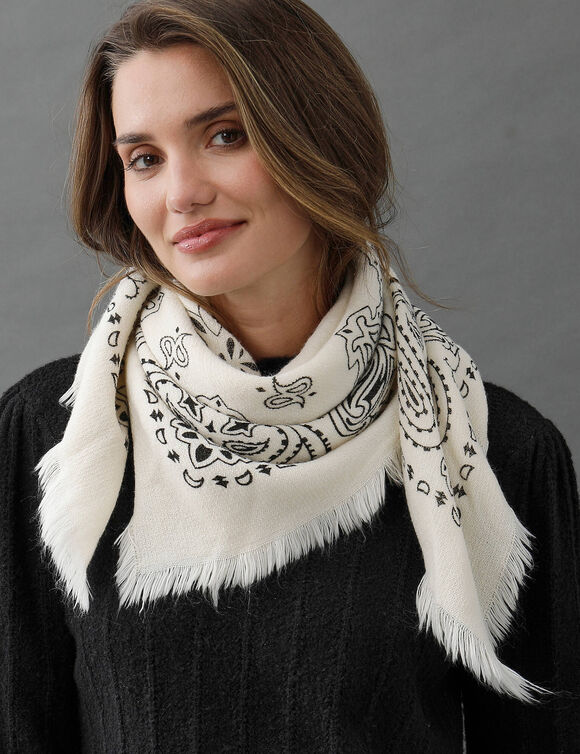 Sjaal met bedrukte bandana (ecru)