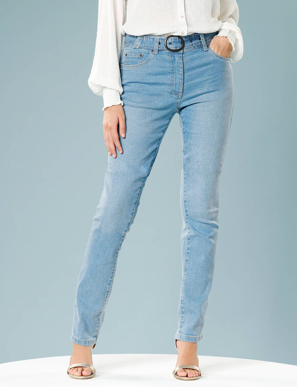 Jean droit ceinturé, Spécial Petites (bleached)