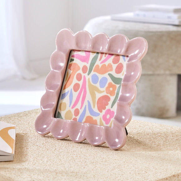 Cadre photo c&eacute;ramique carr&eacute; rose  (rose)