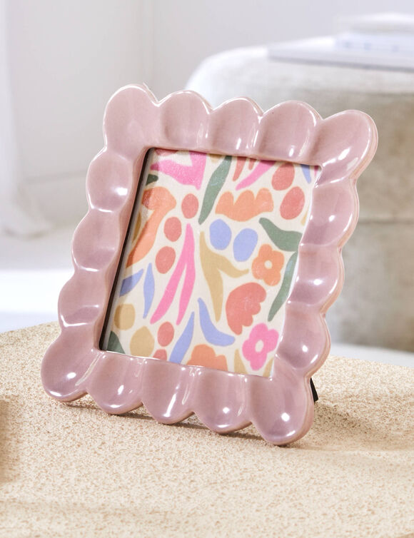 Cadre photo c&eacute;ramique carr&eacute; rose  (rose)