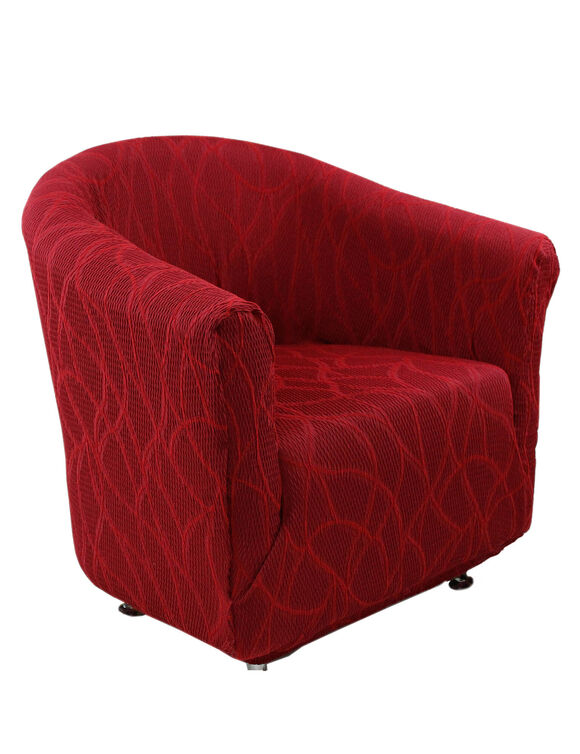 Housse extensible motif jacquard "serpentins" spéciale fauteuil cabriolet  (rouge)