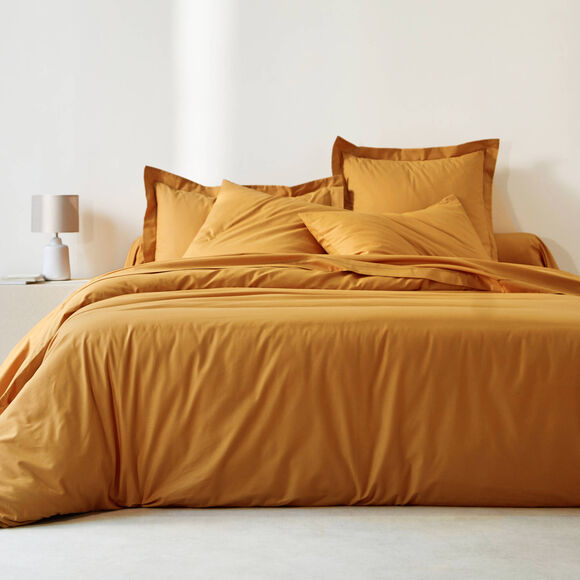 Effen bedlinnen in katoen (honing)