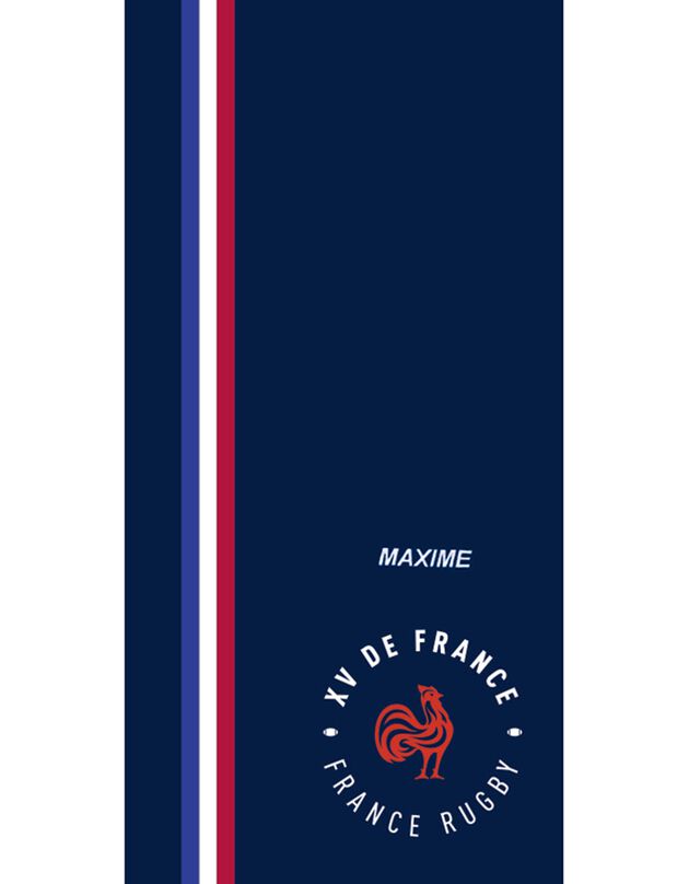 Badlaken XV de France FFR®, personaliseerbaar (marineblauw)
