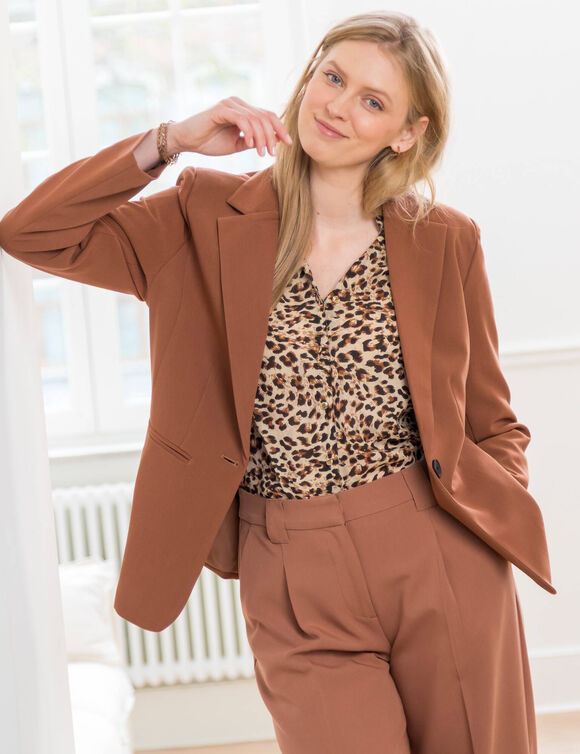 Veste blazer fluide, manches longues (caramel)