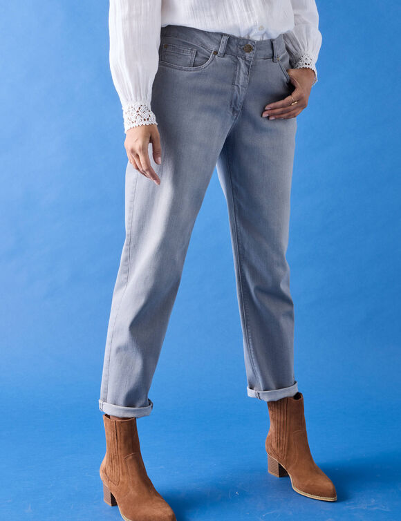 Jean stretch coupe mom (gris)