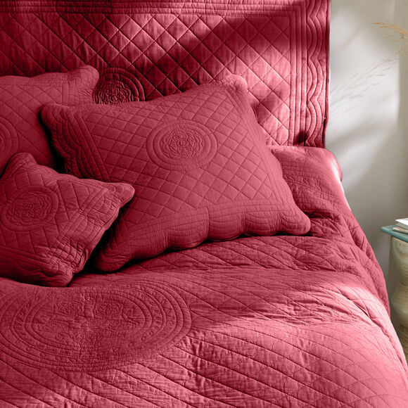 Couvre-lit uni style boutis Cassandre  (cerise)