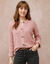 Cardigan in patenttricot met knoopsluiting en lange mouwen (chiné roze)