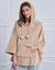 Poncho à capuche, maille polaire toucher peluche (beige)