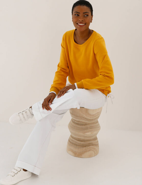 Sweat molleton, liens couliss&eacute;s (curry)