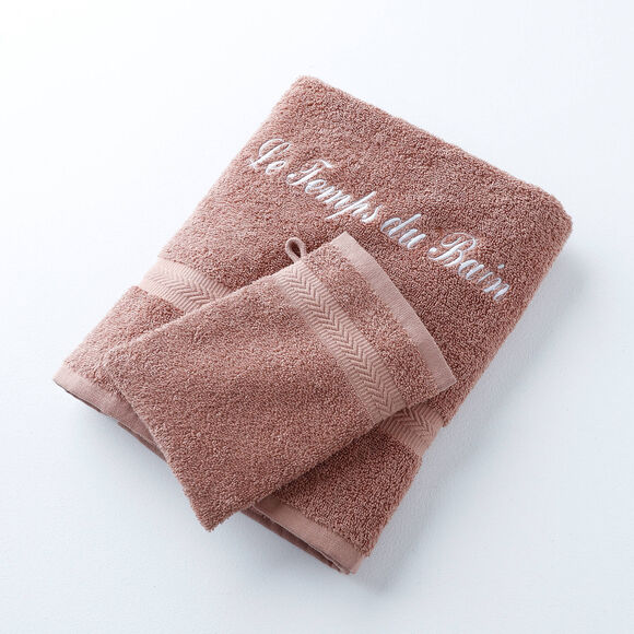 Effen handdoek, zacht comfort, personaliseerbaar (kastanje)