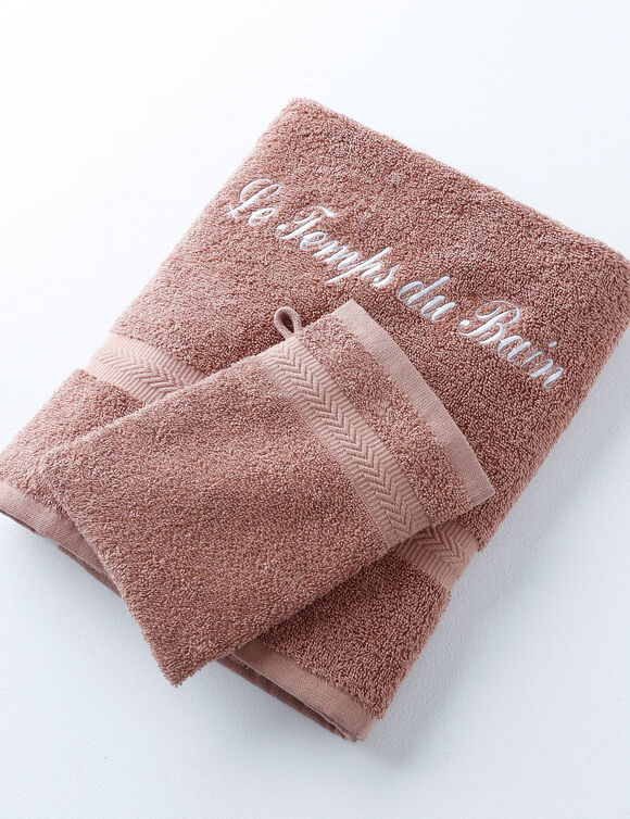 Effen handdoek, zacht comfort, personaliseerbaar (kastanje)