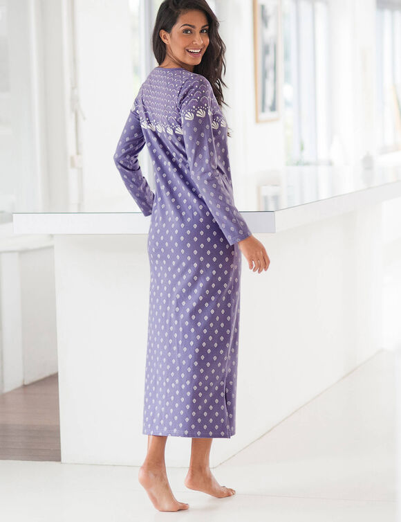 Chemise de nuit manches longues - jersey coton (parme grisé)