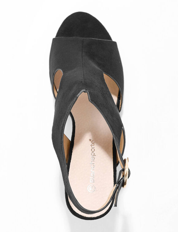 Omhullende sandalen met houten hak (zwart)