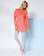 Lange sweater in geruwd molton (koraal)