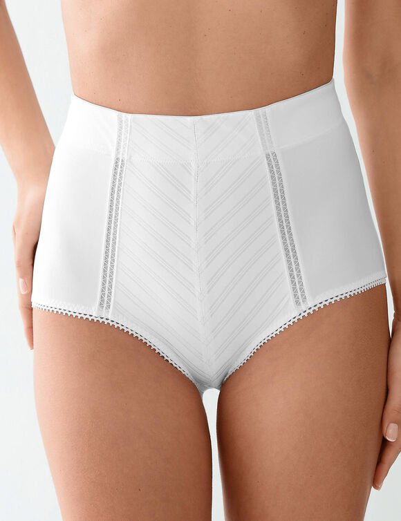 Gaine affinante maille satin&eacute;e et tulle jacquard - maintien intense (blanc)