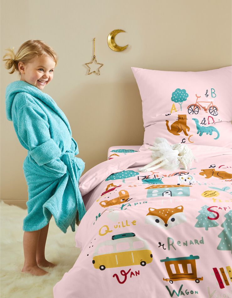 Bedlinnen voor kinderen met 'Alfabet' motieven, in katoen, roze Bedlinnen voor kinderen met 'Alfabet' motieven, in katoen, roze, hi-res image number 0