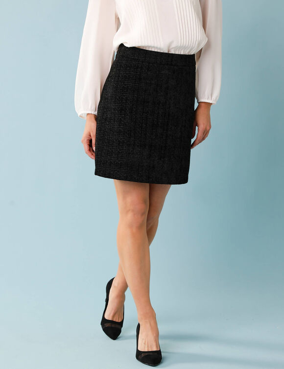 Jupe tweed sp&eacute;cial Petites unie (noir)