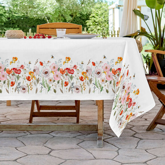 Nappe antitache imprimé floral (blanc / vert)