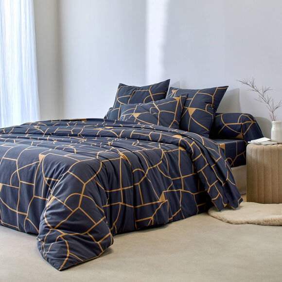 Bedlinnen Geoffroy in katoen met grafische motieven  (marine)