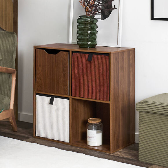 Opbergkubus, houtstijl (bruin)