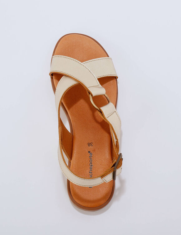 Leren sandalen met gekruiste riempjes (goudkleurig)