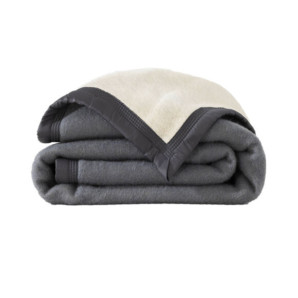 Couverture bicolore pure laine 800 g/m² (gris foncé)