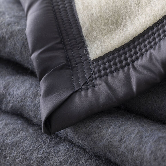 Couverture bicolore pure laine 800 g/m² (gris foncé)