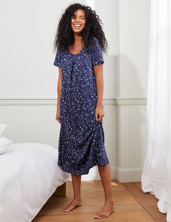 Pyjamashort in katoen met exotische print (marine / violine)