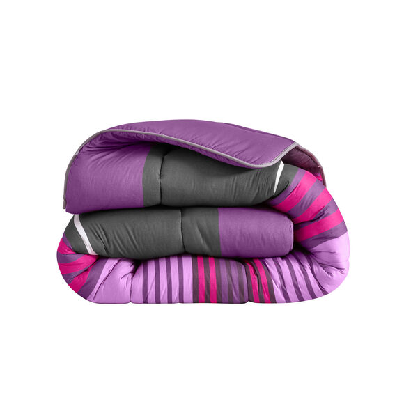 Couette coton imprimée Detroit 400 g/m² (prune)