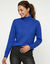 Pull col roul&eacute;, toucher doux (bleu)