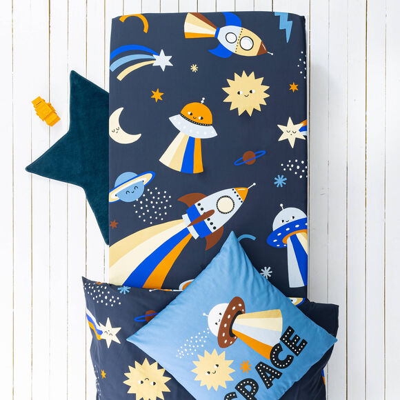 Linge de lit enfant Galaxy imprimé chat 1 personne - coton (marine)