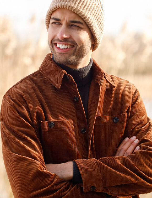 Surchemise boutonnée velours côtelé (caramel)