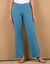 Broek met wijde pijpen en stretch, elastische tailleband (grijsblauw)