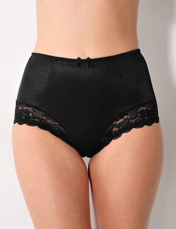 Gaineslip in glanstricot en kant Avila - set van 2 (wit + zwart)