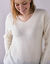 Pull col V, maille anglaise toucher doux (écru)