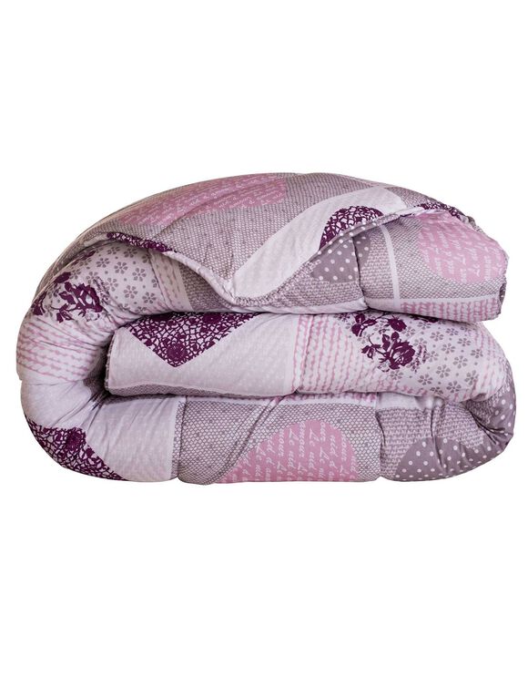 Couette coton imprim&eacute; Lovely 200 g/m&sup2; (parme)