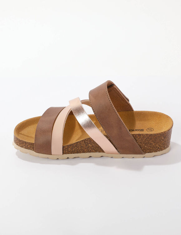 Mules brides scratchées (marron)
