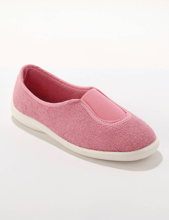 Binnenhuisballerina's in badstof met elastiek (roze)