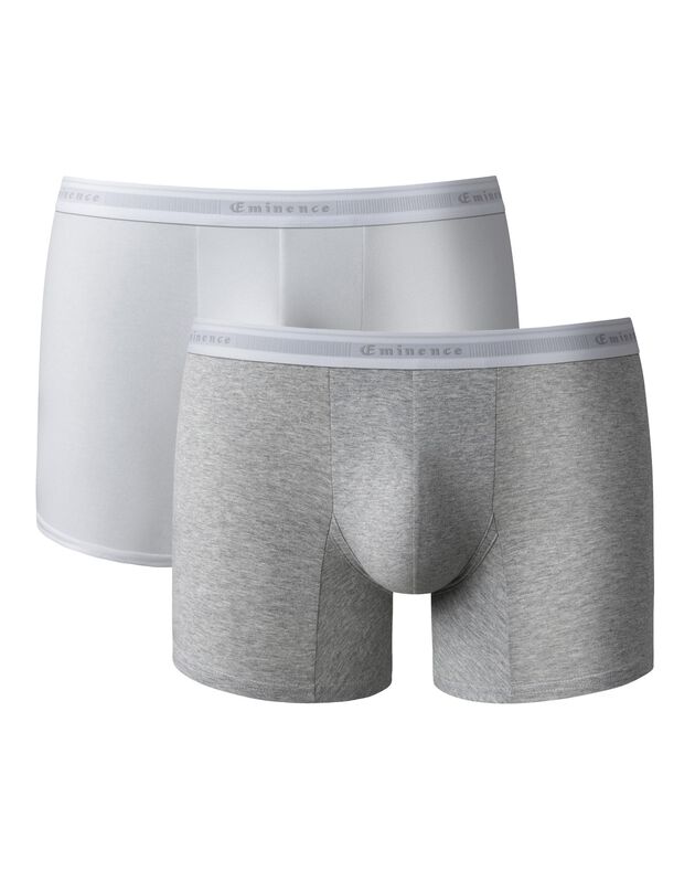 Boxer uni confort premium- lot de 2 (gris chiné + blanc)