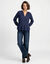 Effen blouse met een basque met ruches en wijde lange mouwen (inktblauw)