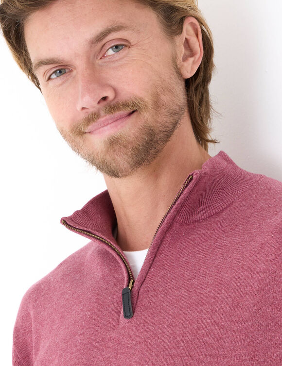 Pull pur coton col camionneur  (rose fonc&eacute; chin&eacute;)