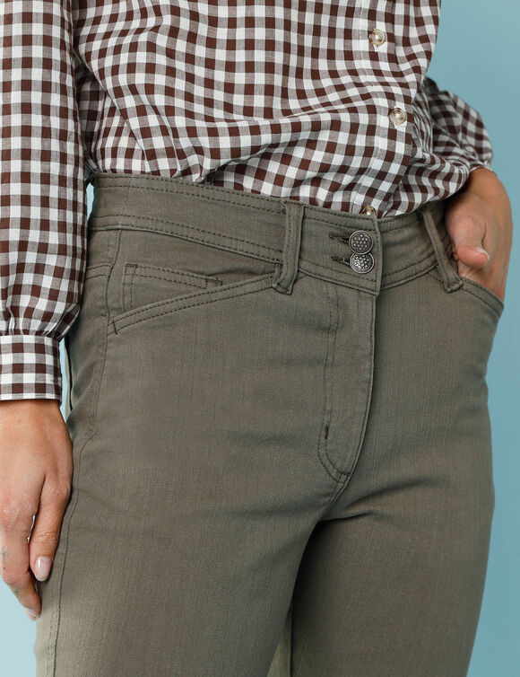 Pantalon droit à découpes, Spécial Petites (vert olive)