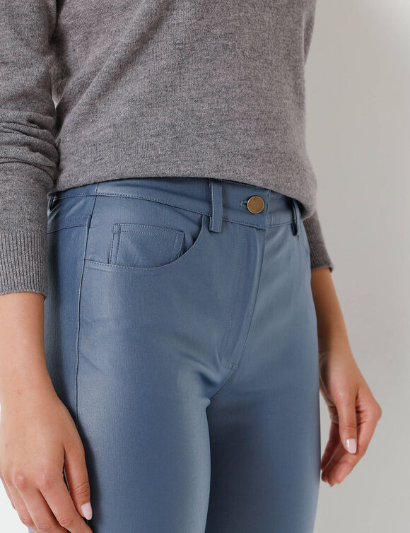 Pantalon droit enduit (bleu grisé)