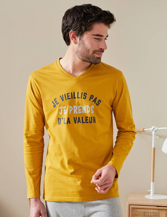 Pyjama manches longues message (miel / gris)